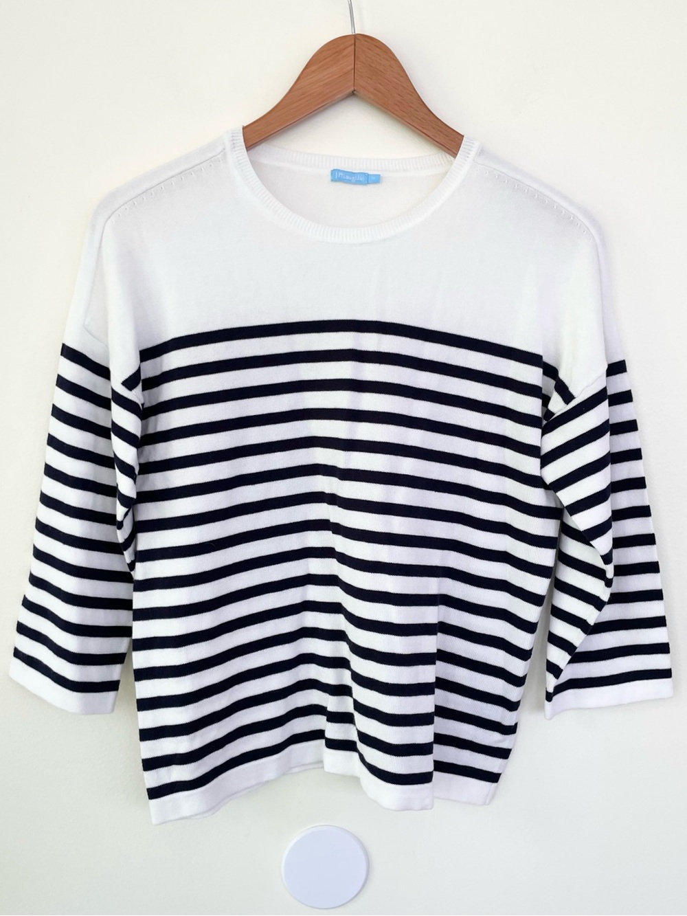 J McLaughlin Cotton Modal Blend Striped Nautical Crew Neck Sweater M Medium